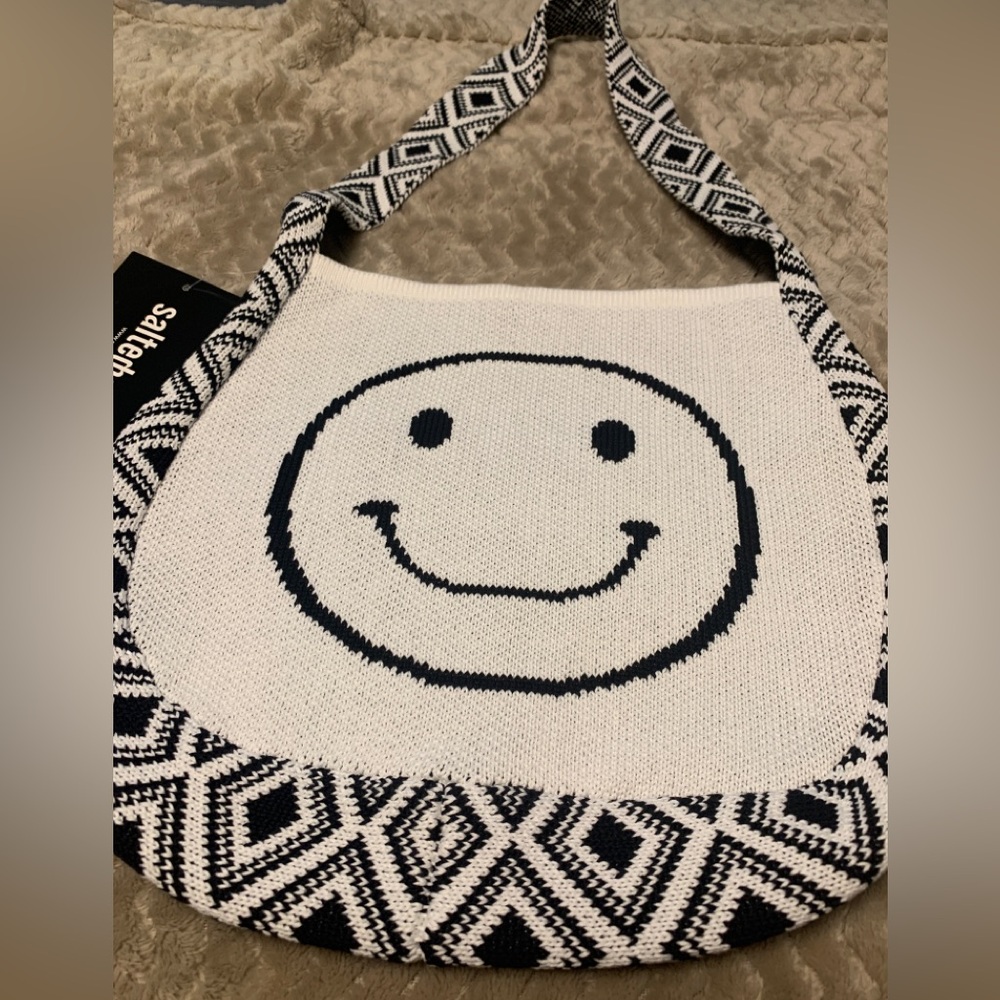 Indie grunge Smiley tote bag